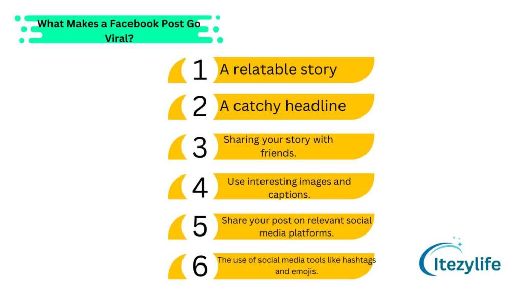 A Facebook post that goes viral can be any form of content. There are hundreds of different types of content and every type of content has a different chance of going viral. Some types of content that go viral include posts about technology, celebrities, social justice issues, and vacation content. However, the key thing is to create quality content. The content should either be relatable or it should be so unique that it has a riveting story. The content should be able to make people feel.